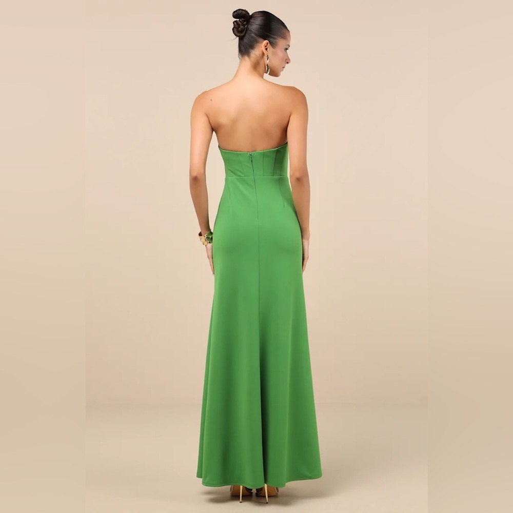 Lulus Passionate Admiration Green Strapless Bustier Maxi Dress - Size S - Picture 2 of 5